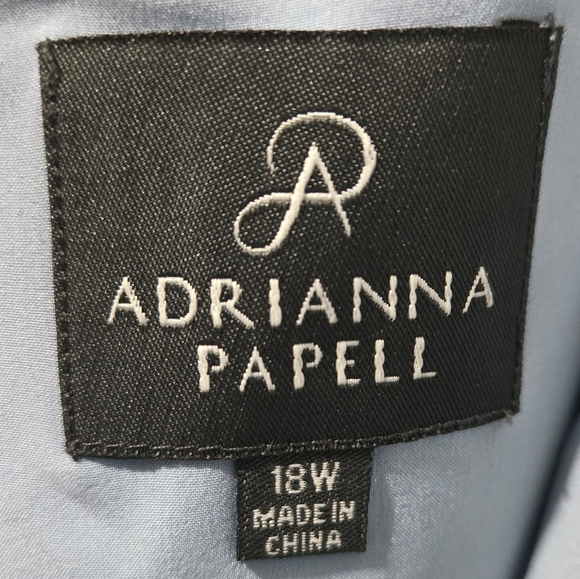 Adrianna Papell Blue Floral Fit and Flare Dress Sleeveless Garden Party Size 18W - Picture 8 of 13